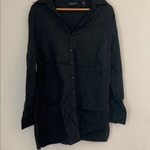 Valerie Steven’s Woman Sz 1X 100% Linen Black Button-Up Shirt